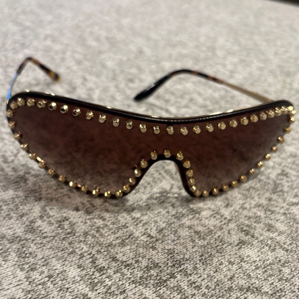 Prada Brown Sunglasses with Gold Studs